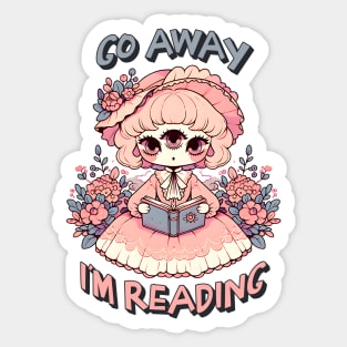 Go Away I'm Reading Cute Three Eyed Witch Reader Sticker